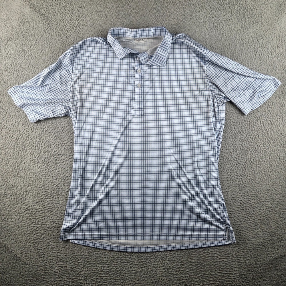 Collars and Co 2XL Polo Shirt Blue Check Short Sleeve Golf Office Dress Relaxed